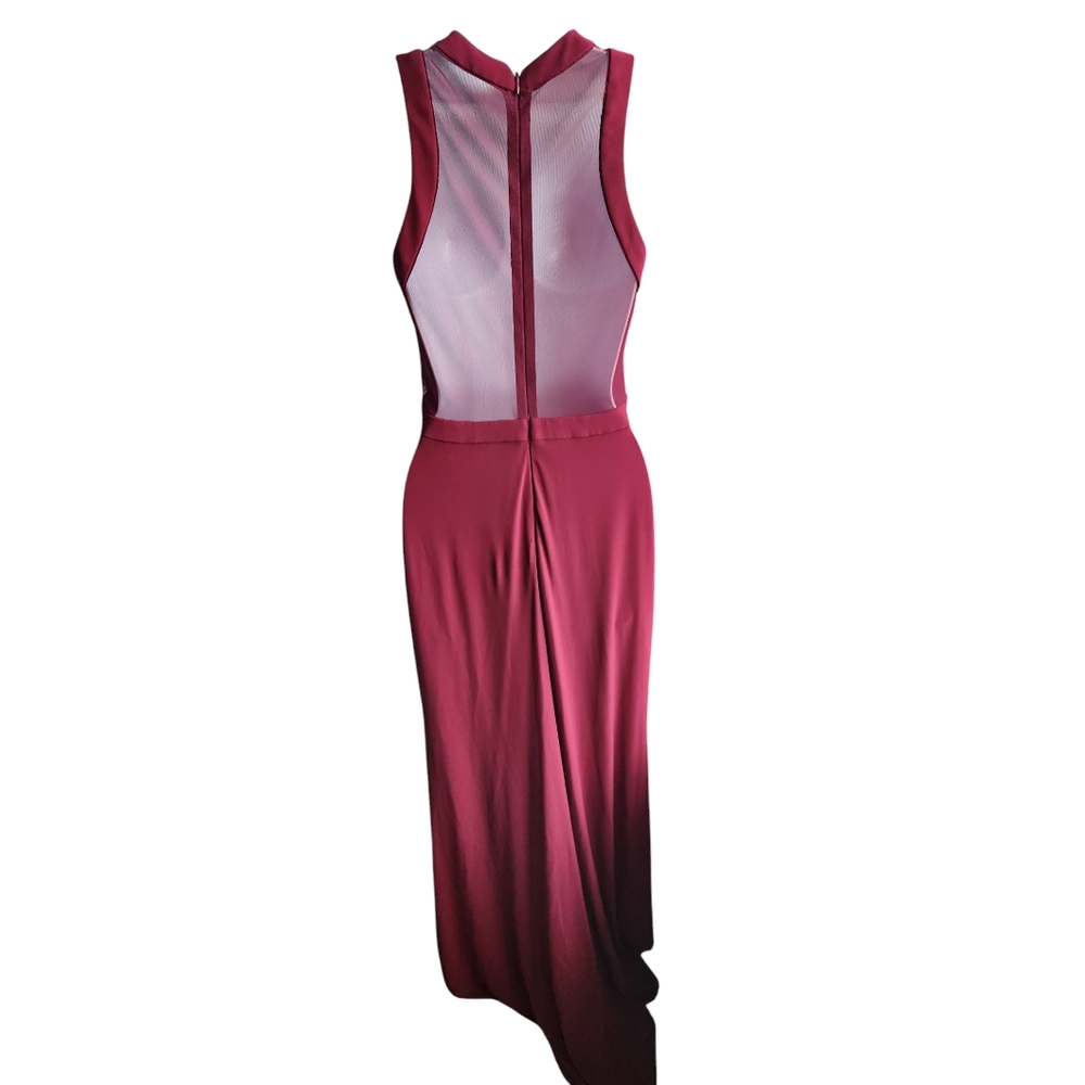Morgan & Co Juniors Maroon Long Halter Dress Rhinestone Size 3/4 - Picture 3 of 4